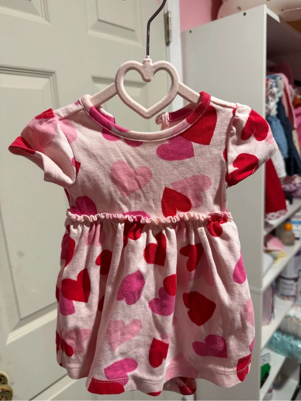 Carter's Light Pink Dress with Red and Hot Pink Hearts